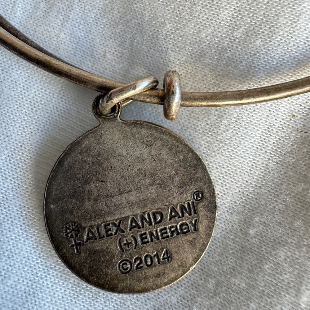 Alex and Ani Mom Peony Charm Bangle in Silver-Tone Brass - Picture 4 of 4